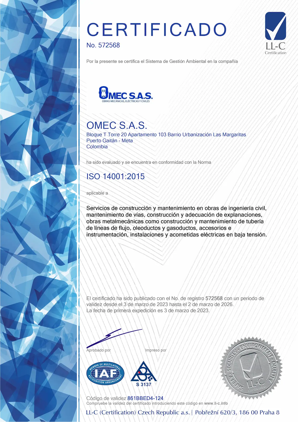Certificado ISO 14001