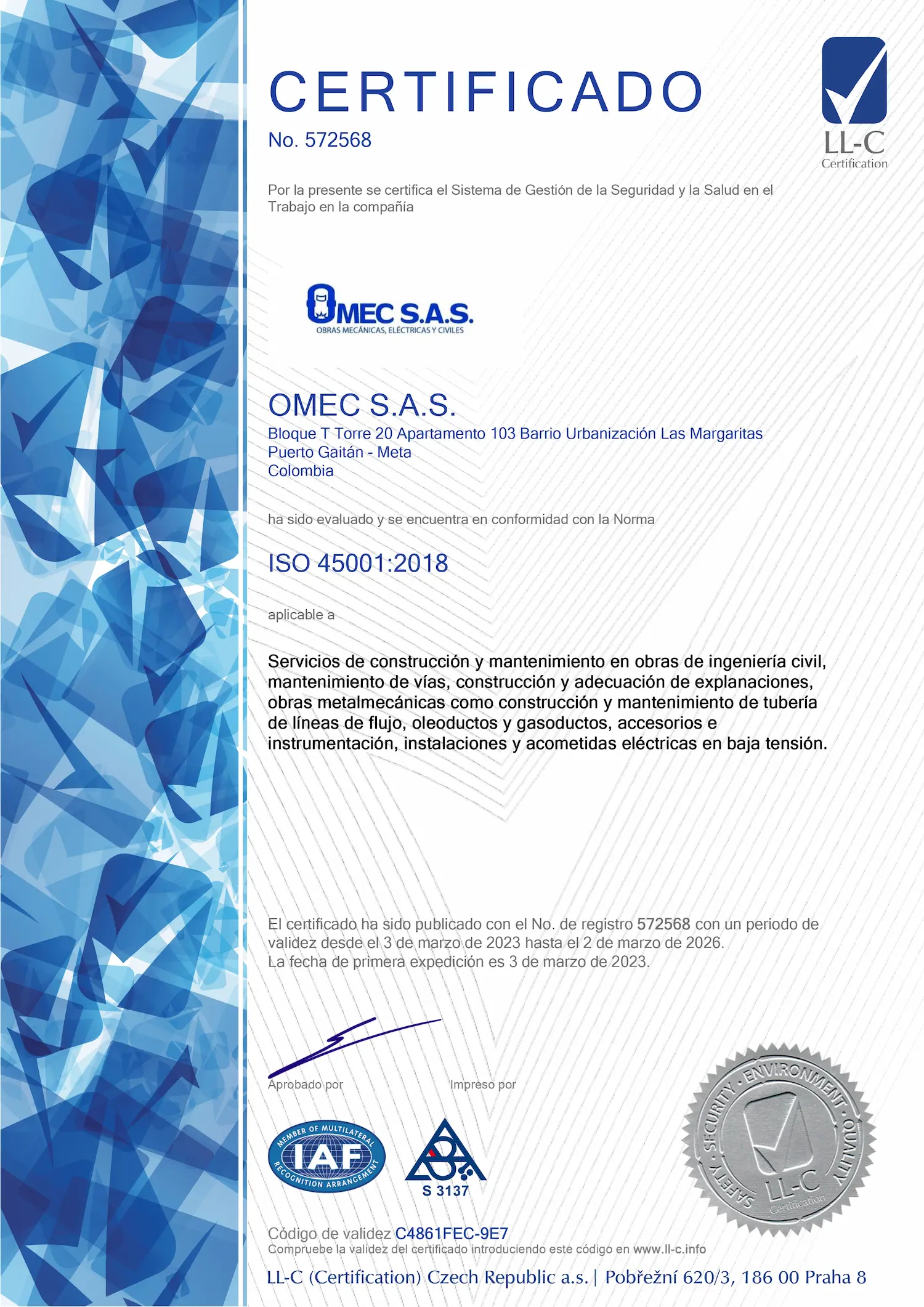 Certificado ISO 45001